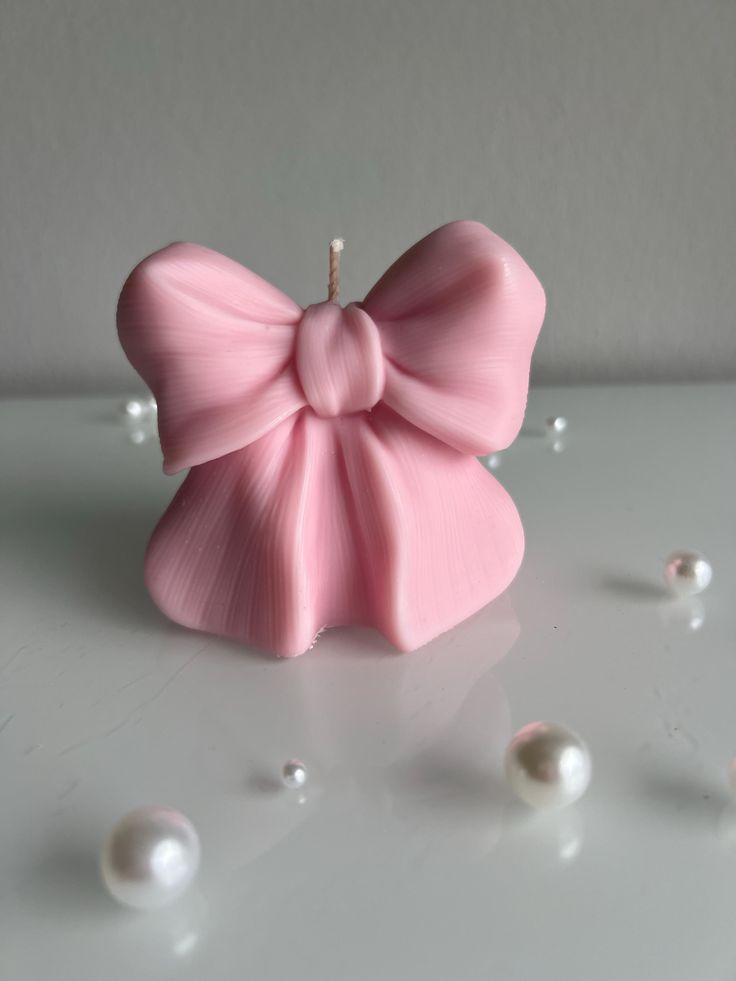 Vela Decorativa Moño Rosa Pastel – Elegante para Decoración, Regalo y Eventos Especiales